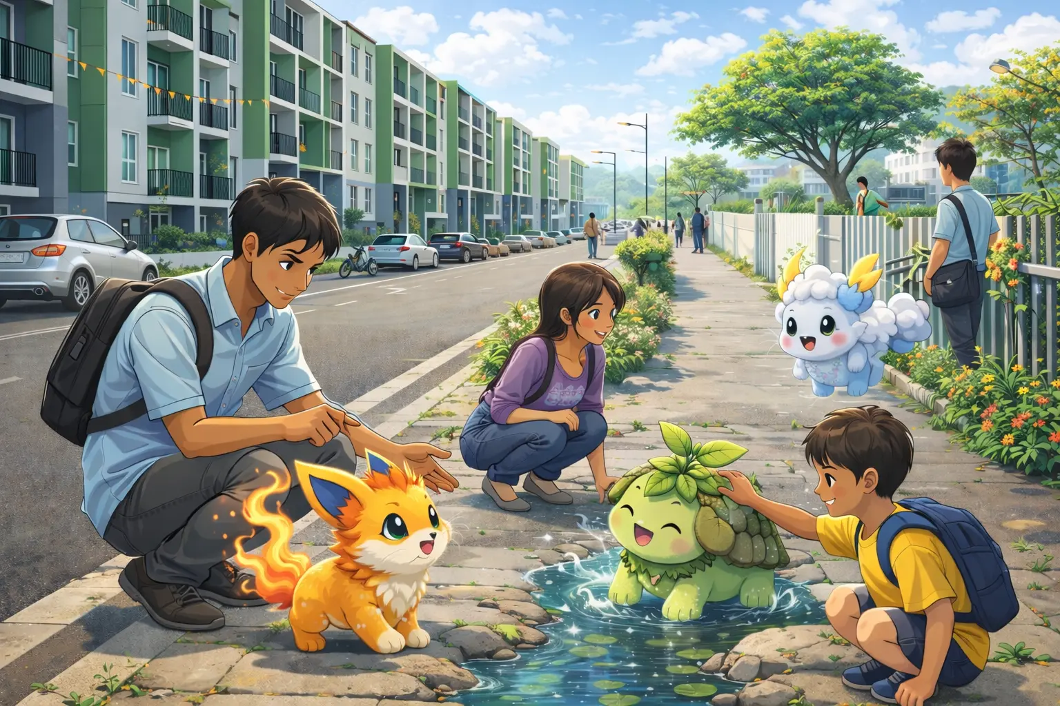 Humans adapting to live with elementals near towns and routes